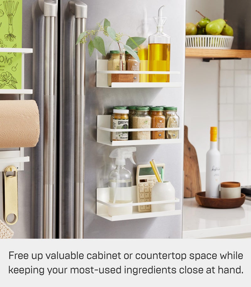 YAMAZAKI Home Plate Magnetic Spice Storage Rack Organizer For Fridge - Steel - Image 2